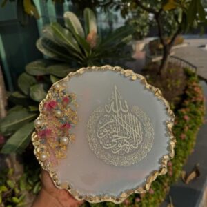 NoorAura Ayatul Kursi Resin Frame – Handmade Islamic Table Decor with Stand