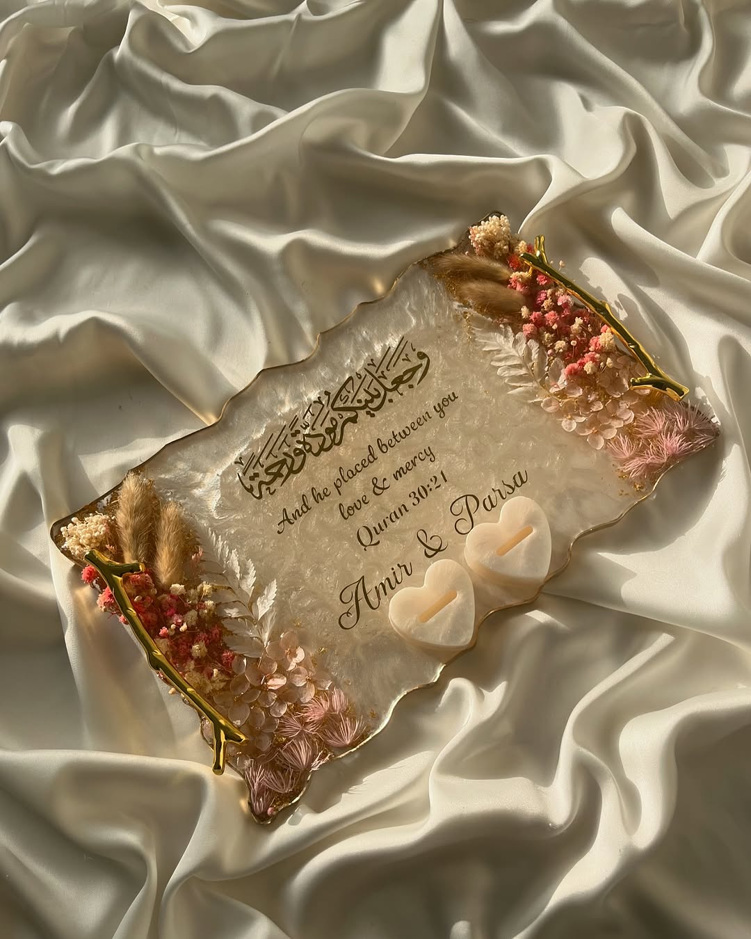 Eternal Love Rectangle Ring Platter – Personalized Nikah Tray