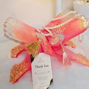 Pink Premium Tasbih, Bookmark & Rehal Combo Gift Set | Personalized Islamic Gift Box